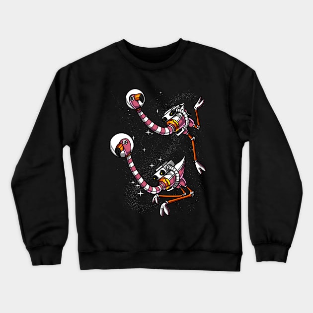 Flamingo Space Astronaut Crewneck Sweatshirt by underheaven